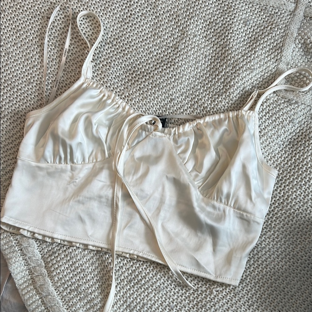 White Satin Crop Top